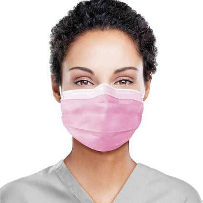 CARDINAL HEALTH ASTM 2 Earloop Face Mask, Pink, 50/Box