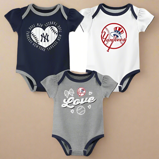 MLB New York Yankees Infant Girls&#39; 3pk Bodysuit 6-9 months