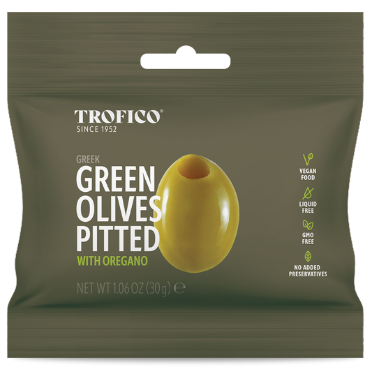 Trofico Greek Green Pitted Olives with Oregano