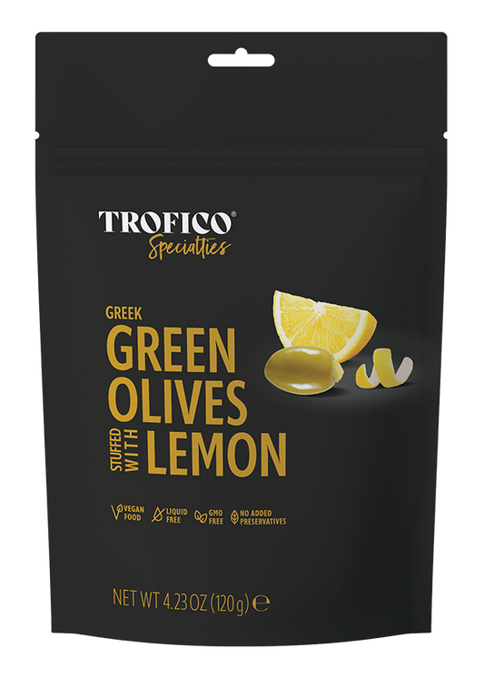 Trofico Greek Green Olives Stuffed with Lemon – 120g