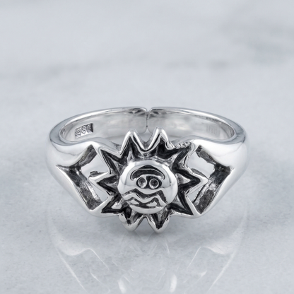SILVER SUN FACE Toe/Midi Ring