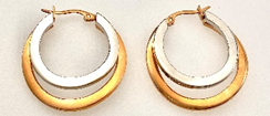 Wave Hoop Rose and Silver Earring
