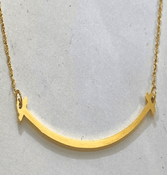 Fashion Gold Plated Curved Bar Necklace in Box