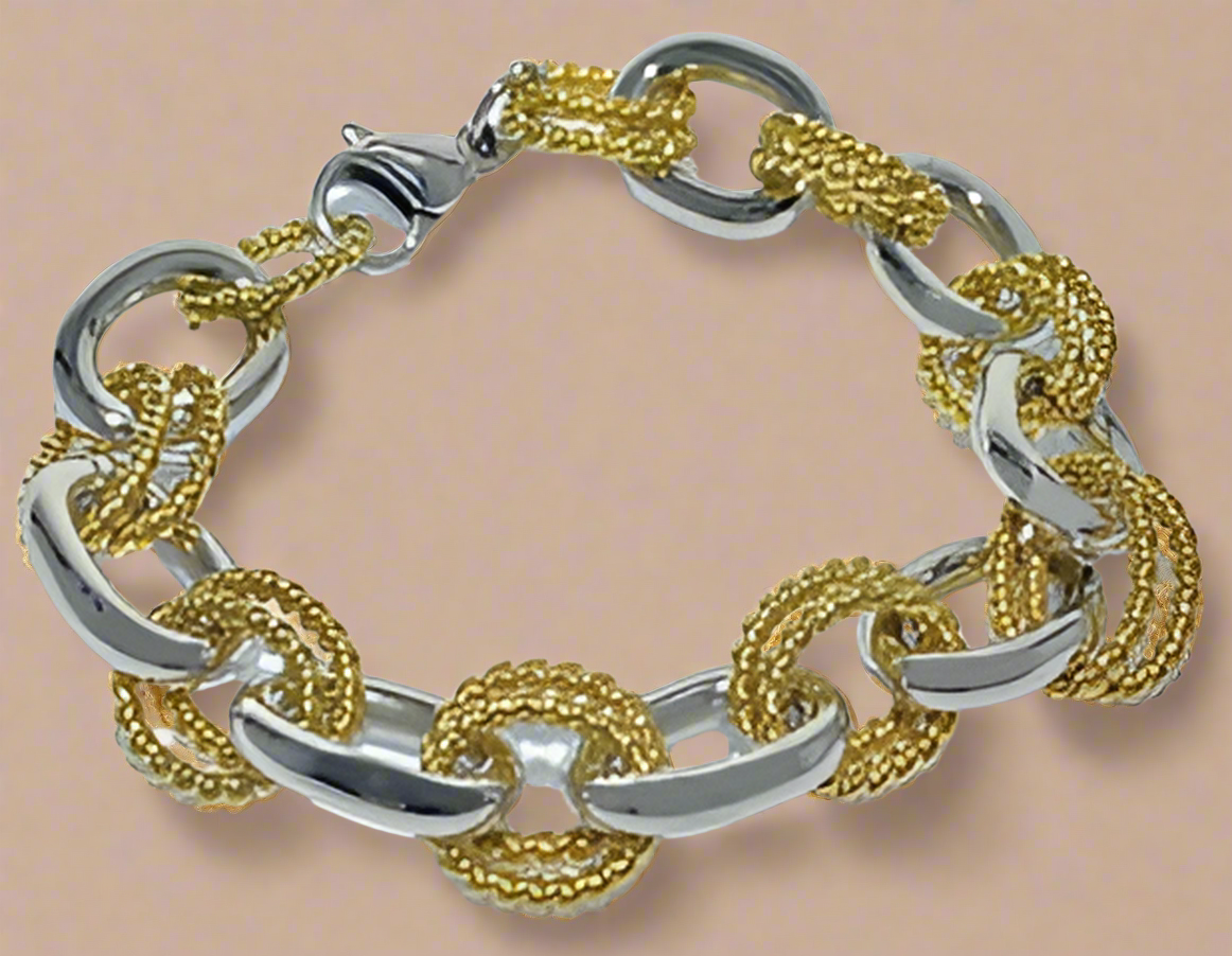 Fashion Gold Rope and silver Plated Link Bracelet 7.5