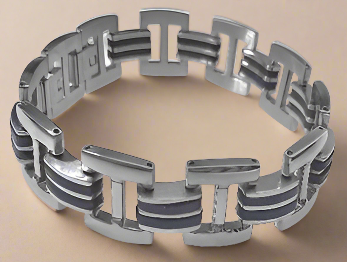 Fashion Black Rubber Accent Bracelet 8