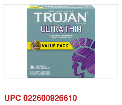 Trojan Ultra Thin Lubricated Condoms – 36 Pack