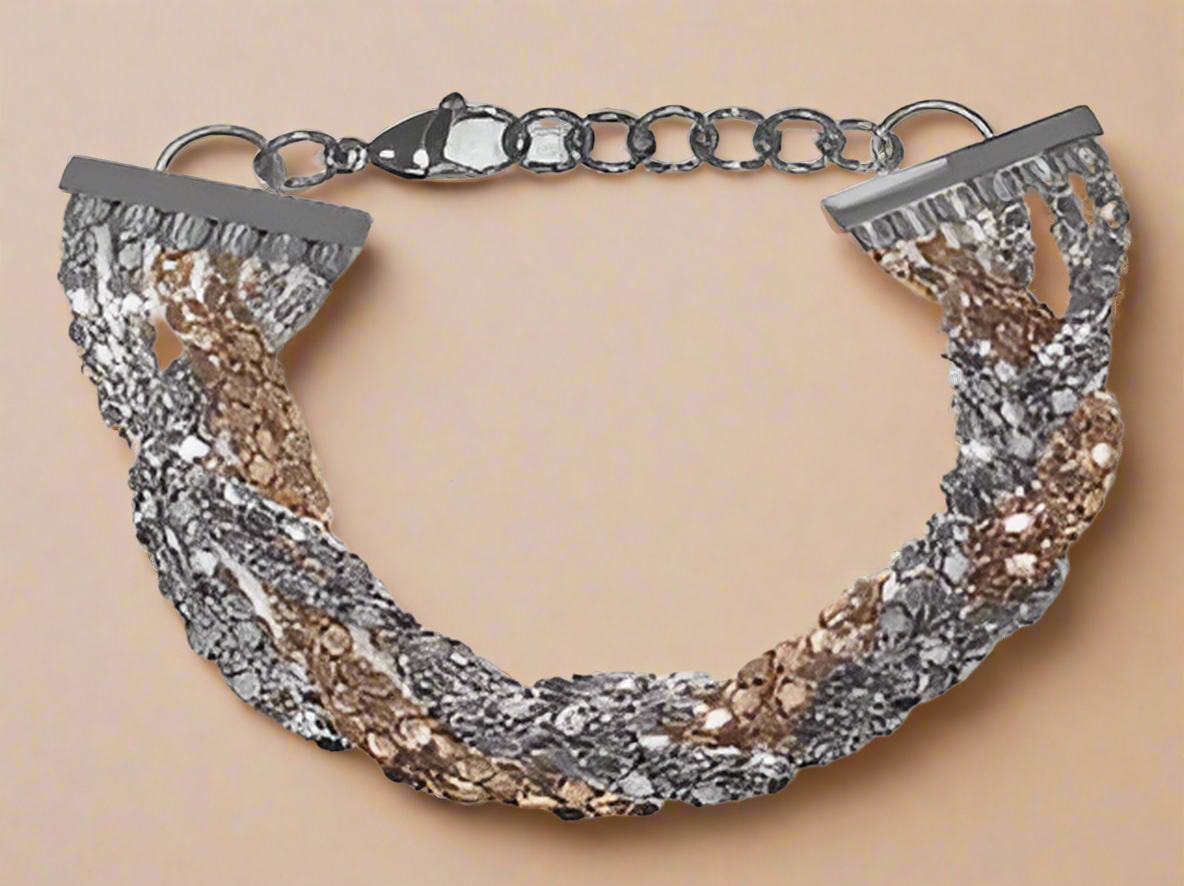 Fashion Rose and Silver Tow Tone Bracelet 7-9