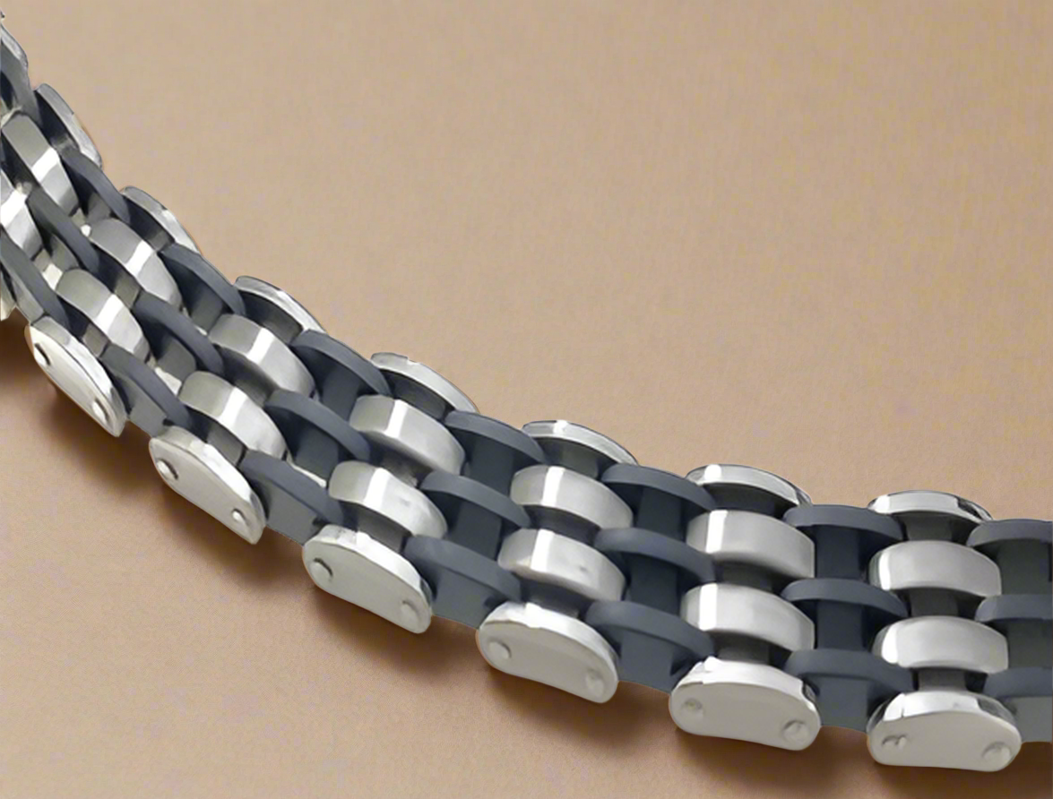 Fashion Rubber and Silver Plated Bracelet 8.5