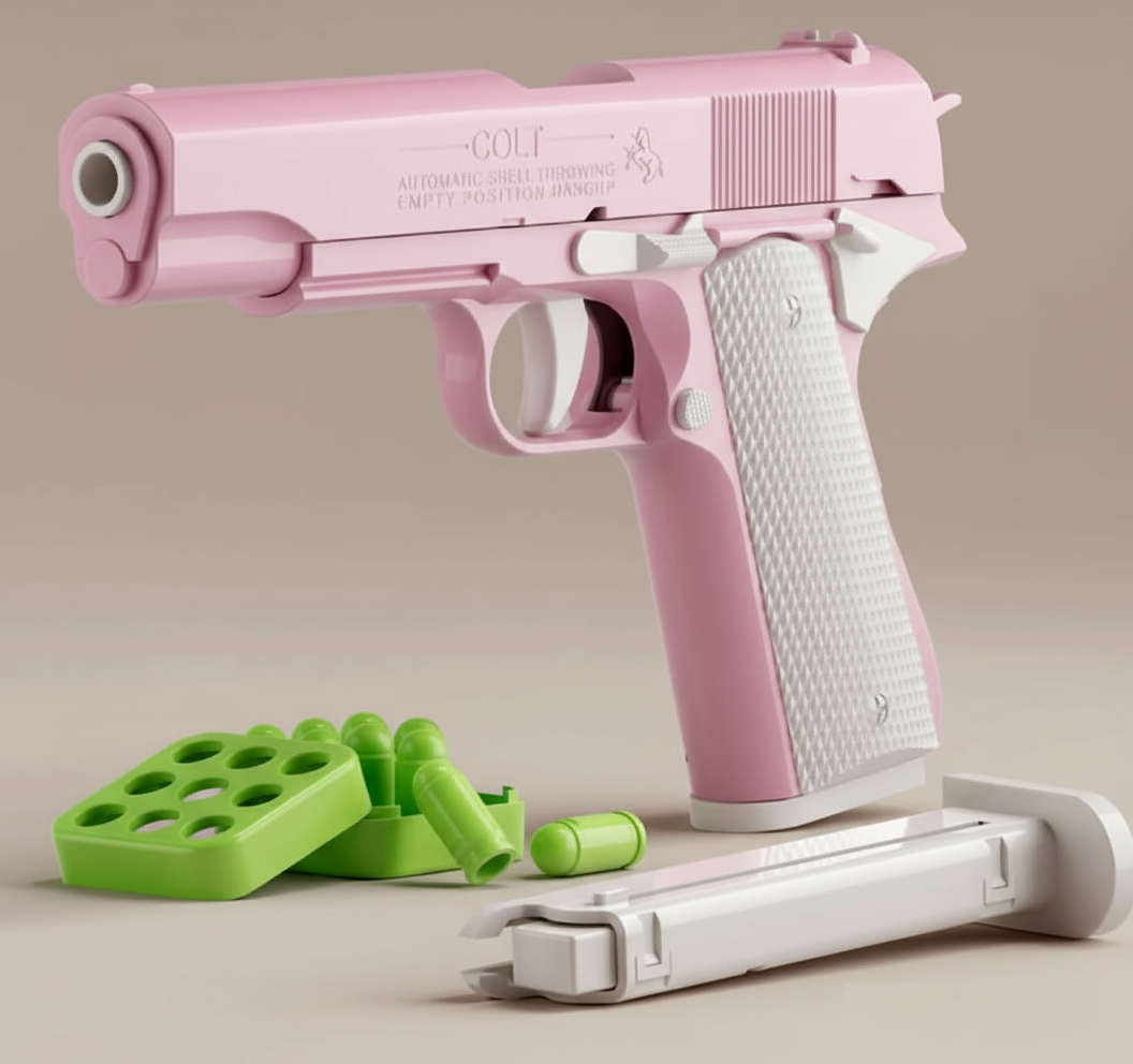 3D Printed Fidget Gun Toy Set – White & Pink / Purple & Green