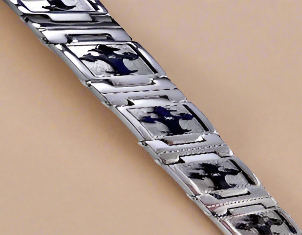 Fashion Black Cross and CZ Bracelet 8.5