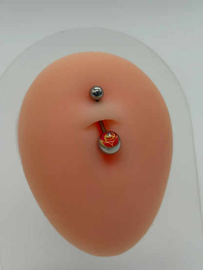 Titanium Flower Logo Belly Button Ring