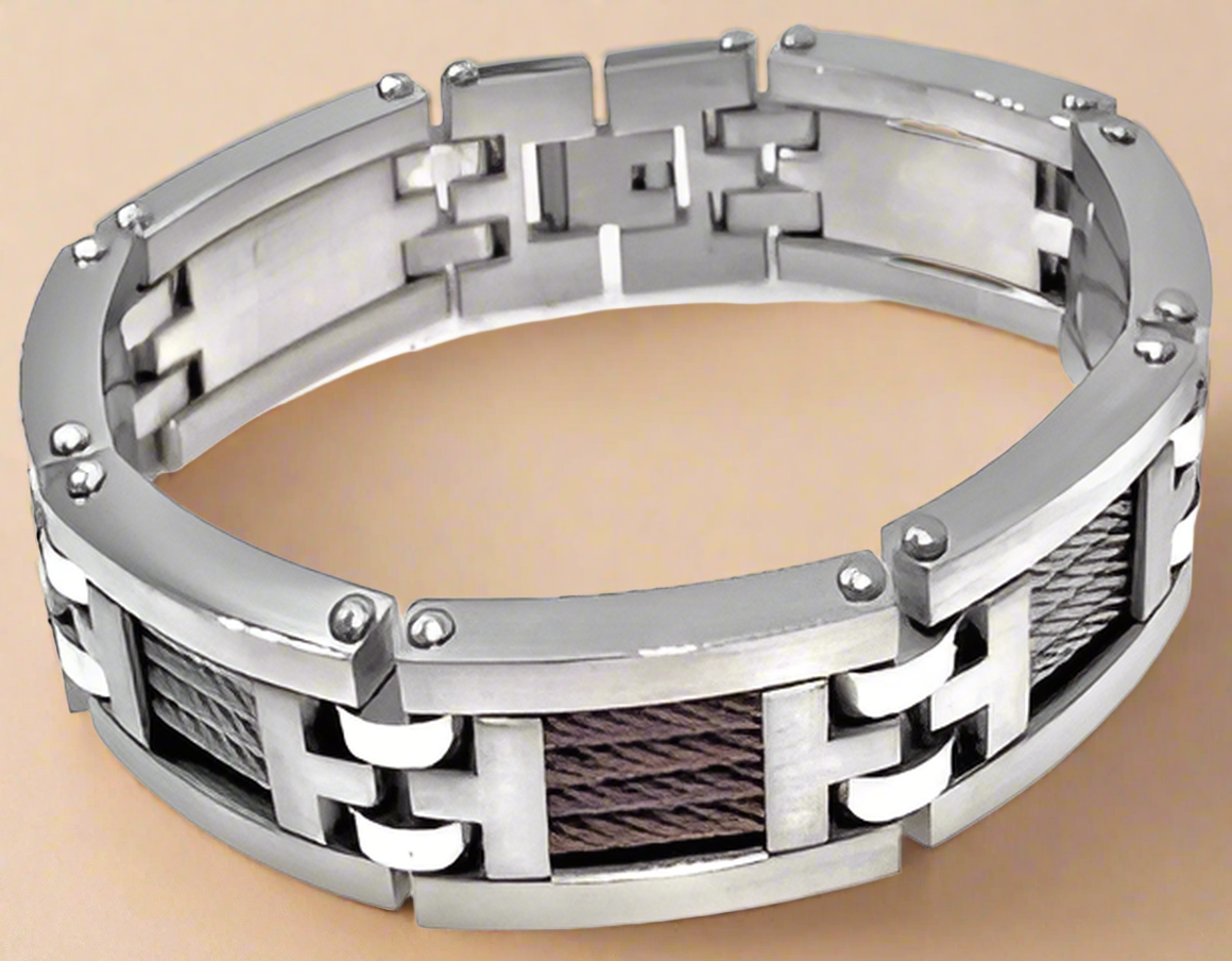 Fashion Copper and Silver Wires Bracelet 8.5