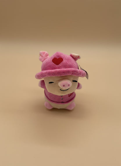 Small Pink Pig Plush Toy with Hat – 8" to 9" Cute Stuffed Animal Gift