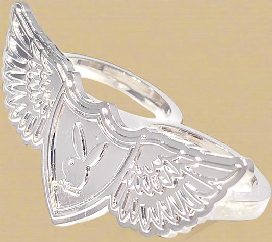 Playboy Large Wings and Plate Ring Size 8 Stainless Steel