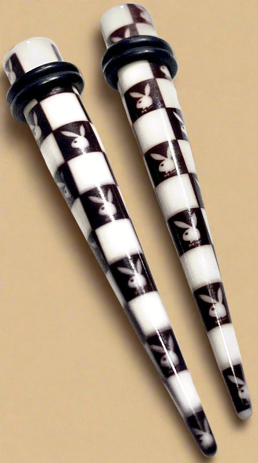 Playboy Bunny Logo Ear Gauge Taper 6G White Acrylic (1 Piece)