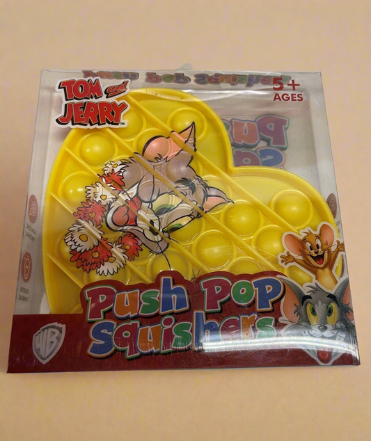 TOM AND JERRY  Push Pop Squishies Squishers Backpack Fidget Toy YELLOW HEART