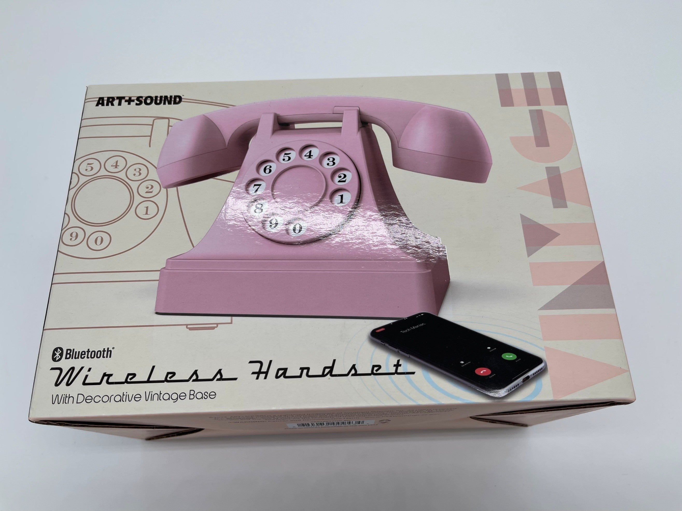 ART+SOUND Bluetooth Wireless Handset with Decorative Vintage Base – Pink