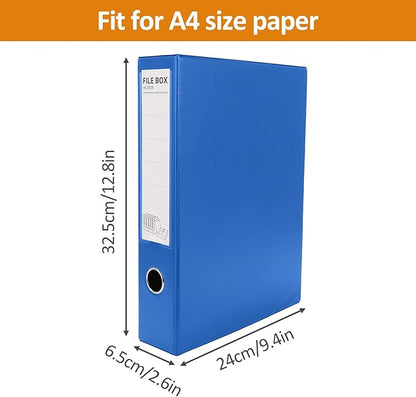 Blue PVC Storage File Box with Clip – A4 Document Organizer (2-Pack)