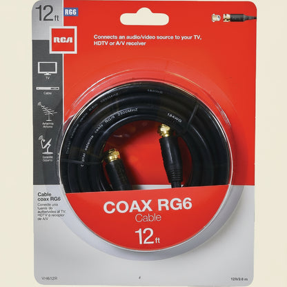 RCA 12-Foot Black Digital RG6 Coaxial Cable