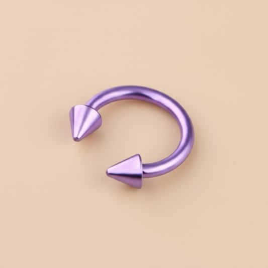 Light Purple Titanium Spiral Horseshoe Piercing Ring – 5mm Cone