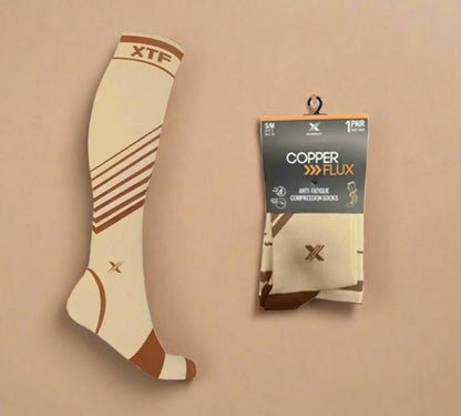 EXTREME FIT COPPER >>>FLUX ANTI-FATIGUE COMPRESSION SOCKS BROWN N GRAY