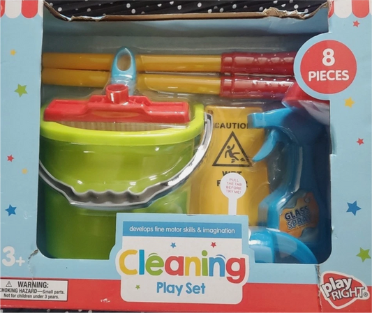 Kids Cleaning Playset with Toy Broom, Mop, Duster & Accessories