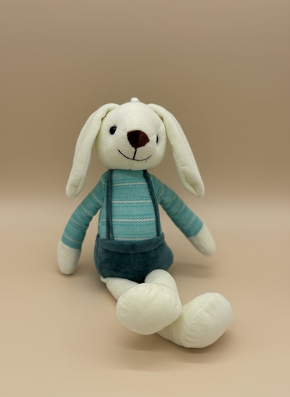 Soft Plush Bunny Rabbit in Blue Clothes Stuffed Animal Toy – Medium Size (10" to 14")