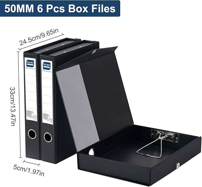 Black Inen File Box Black Storage File Boxes with Lid – 50mm Spine, 4-Pack – COLO