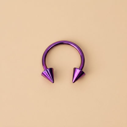 Dark Purple Titanium Horseshoe Piercing Ring – 5mm Cone