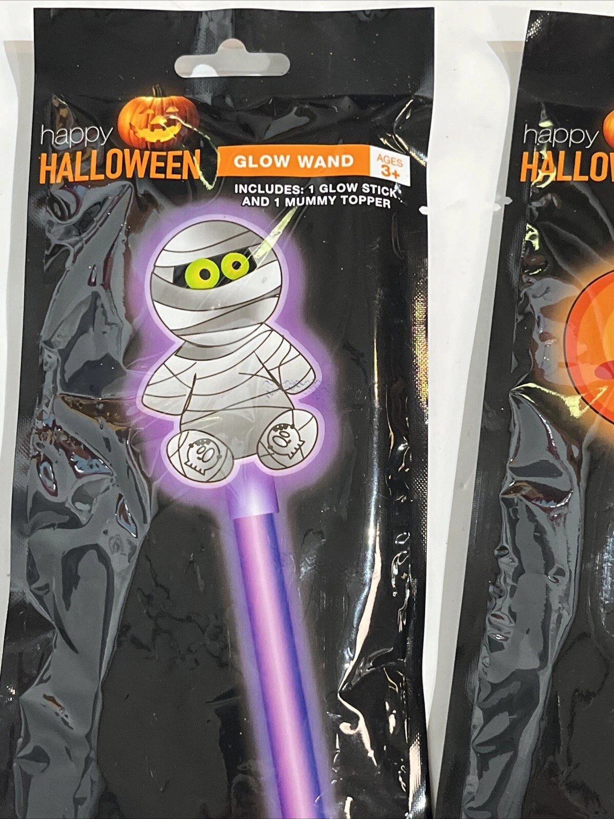 Happy Halloween Glow Wand Stick Set – 3-Pack with Fun Character Toppers