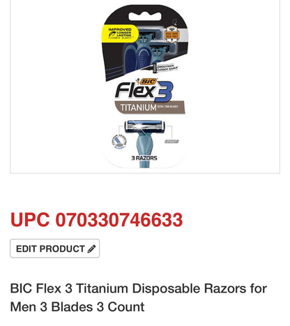 BIC Flex 3 Titanium Disposable Razors for Men – 3 Count