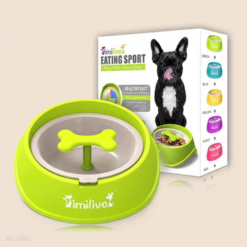ImiLive Eco-Friendly Slow Feeder Dog Bowl – Green