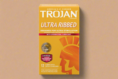 Trojan Stimulations Ultra Ribbed Spermicidal Condoms – 12 Count