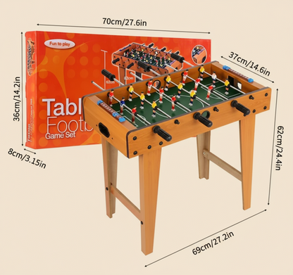 68.58cm Wooden Tabletop Soccer Game – Compact Foosball Table with 2 Balls