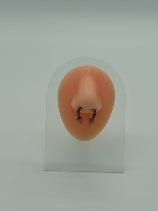 Large Chrome Pink Titanium Horseshoe Piercing Ring – 5mm Cone