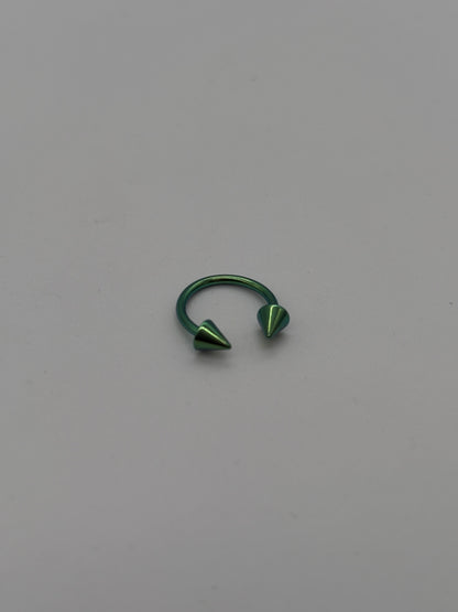 Light Green Titanium Horseshoe Piercing Ring – 5mm Cone