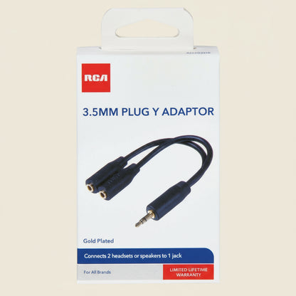 RCA 3-Inch Single 3.5mm Male to Dual 3.5mm Female Y-Adapter
