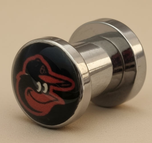 MLB Baltimore Orioles Screw-on / fit Surgical Steel 2G Gauge 6mm Ear Plugs Flesh Tunnels Earlets