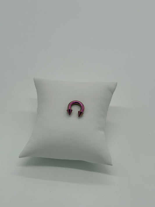 XL Chrome Pink Titanium Horseshoe Piercing Ring – 5mm Cone