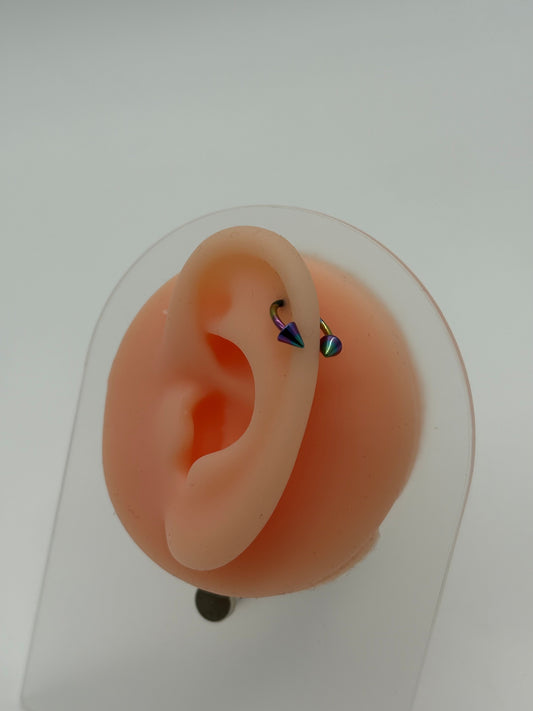 Blue Purple Titanium Horseshoe Piercing Ring – 5mm Cone