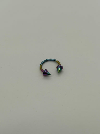 Blue Purple Titanium Horseshoe Piercing Ring – 5mm Cone
