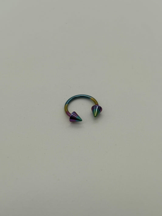 Blue Purple Titanium Horseshoe Piercing Ring – 5mm Cone