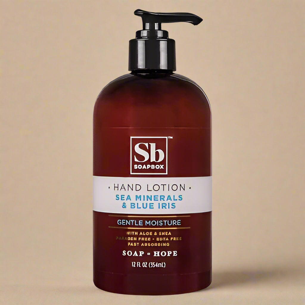 Soapbox Hand Lotion – Sea Minerals & Blue Iris – 12 oz
