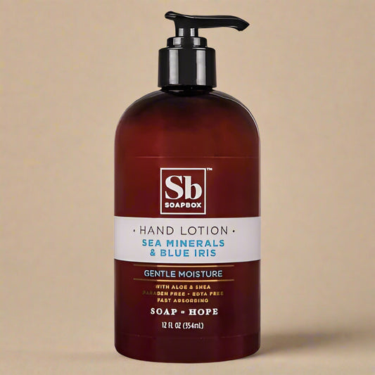 Soapbox Hand Lotion – Sea Minerals & Blue Iris – 12 oz