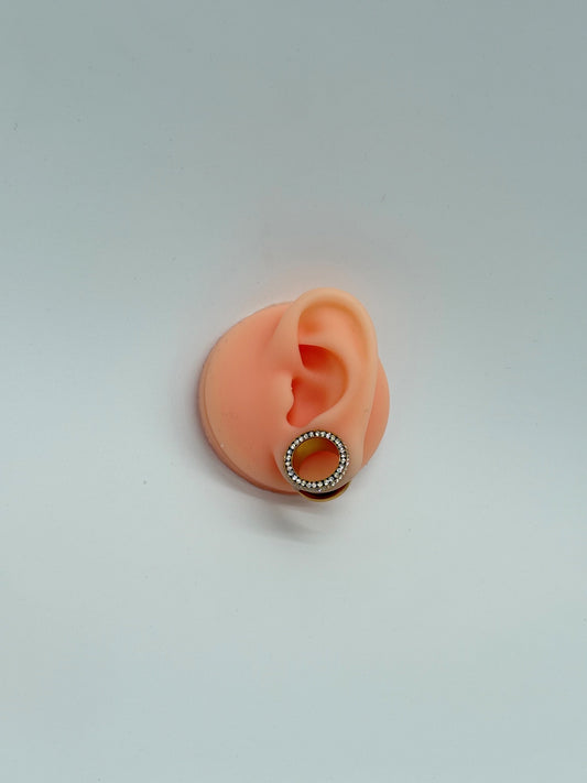 Hollow Zircon Screw Ear Plug Tunnel – Gold, Silver, or Black