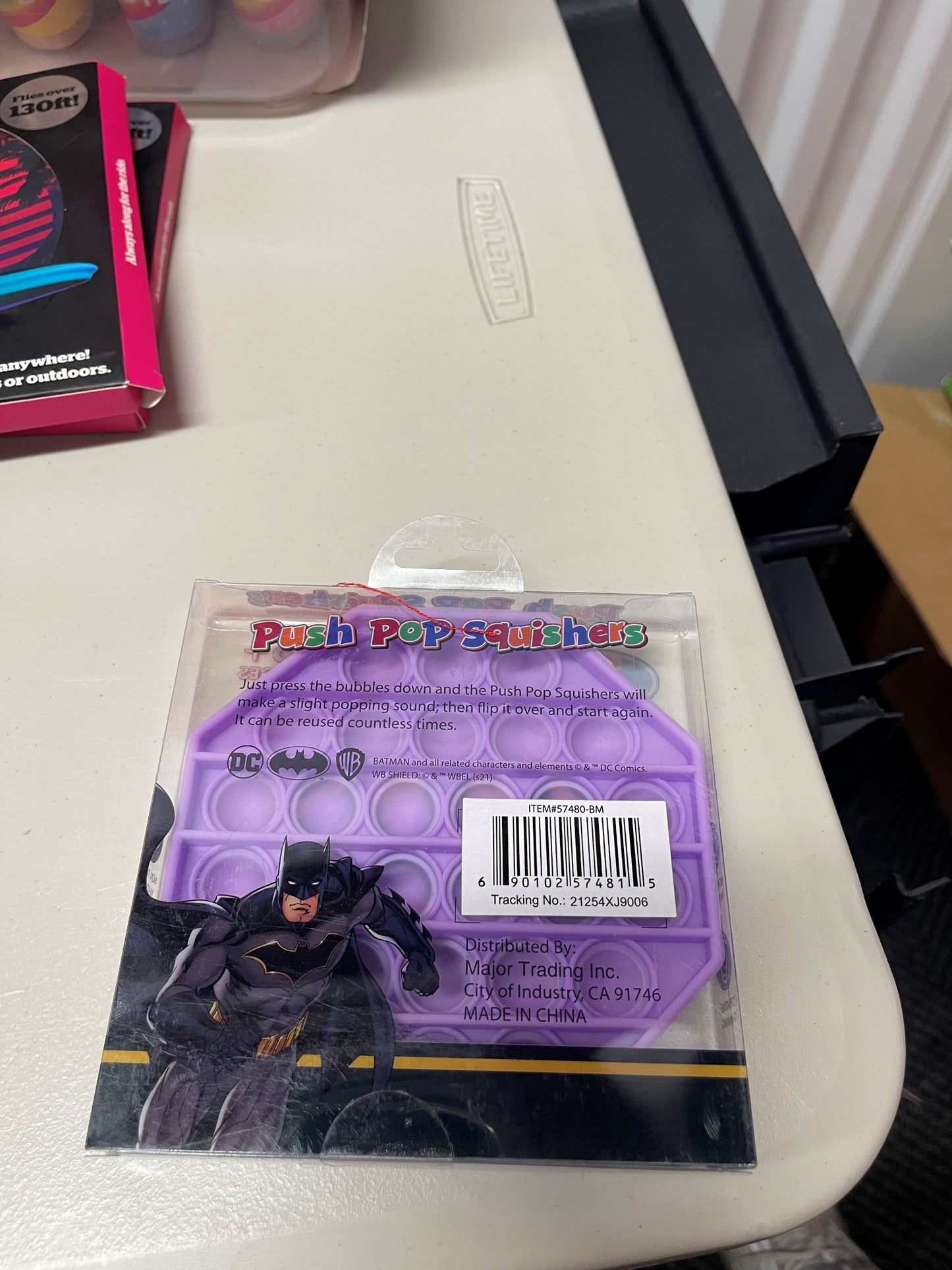 BATMAN Push Pop Squishies Squishers Backpack Fidget Toy PINK CIRCLE