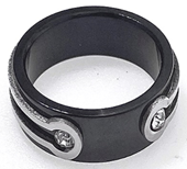 FASHION Black Plated Band Ring with 2 Crystals 11