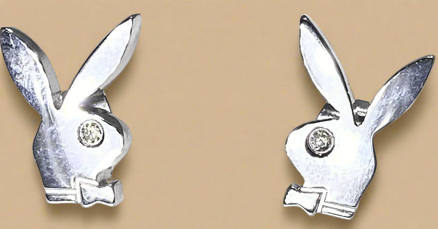 Playboy Classic Bunny Stud Earrings – Stainless Steel with Crystal Accent