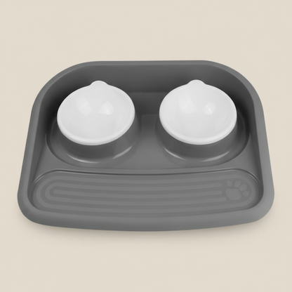 Non-Slip Pet Feeding Mat – Spill-Proof Tray for Food & Water Bowls (Grey)