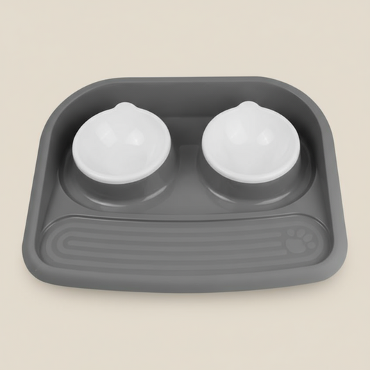 Non-Slip Pet Feeding Mat – Spill-Proof Tray for Food & Water Bowls (Grey)